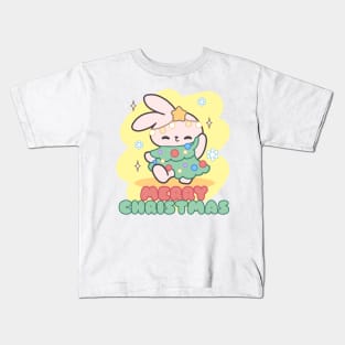 Christmas Cheers with Loppi Tokki: A Bunny Tree Wishing You Merry Moments and Joyful Jingles! Kids T-Shirt